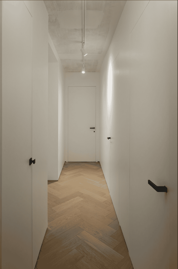 passage chevron porte Door flush sans cadrage, plinthes, cadrages